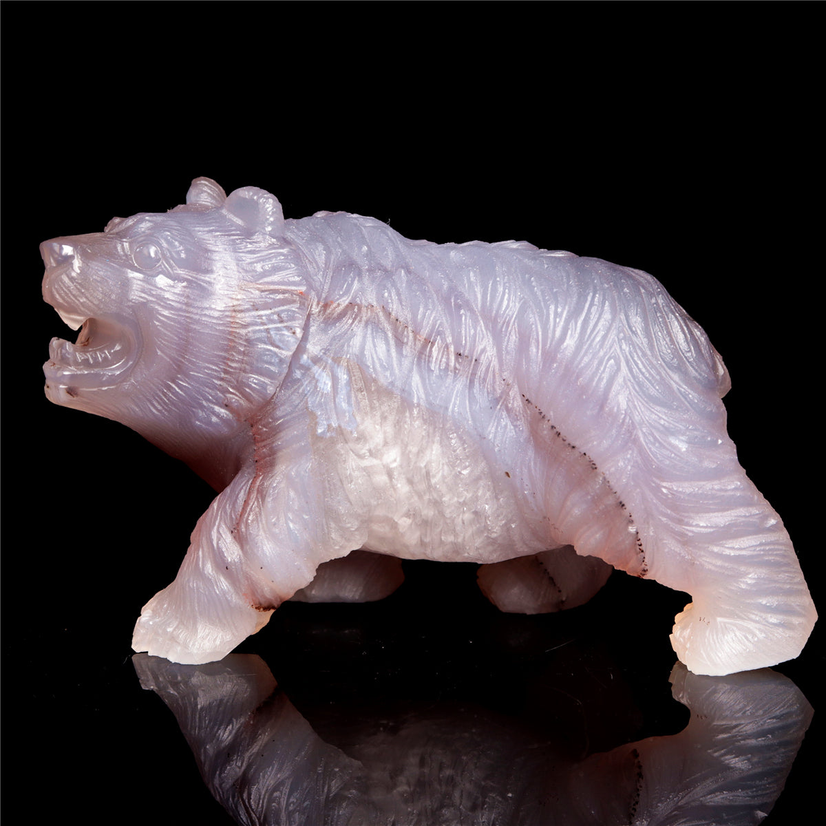 5" Agate Crystal Bear Figurine Stone Animal Carvings