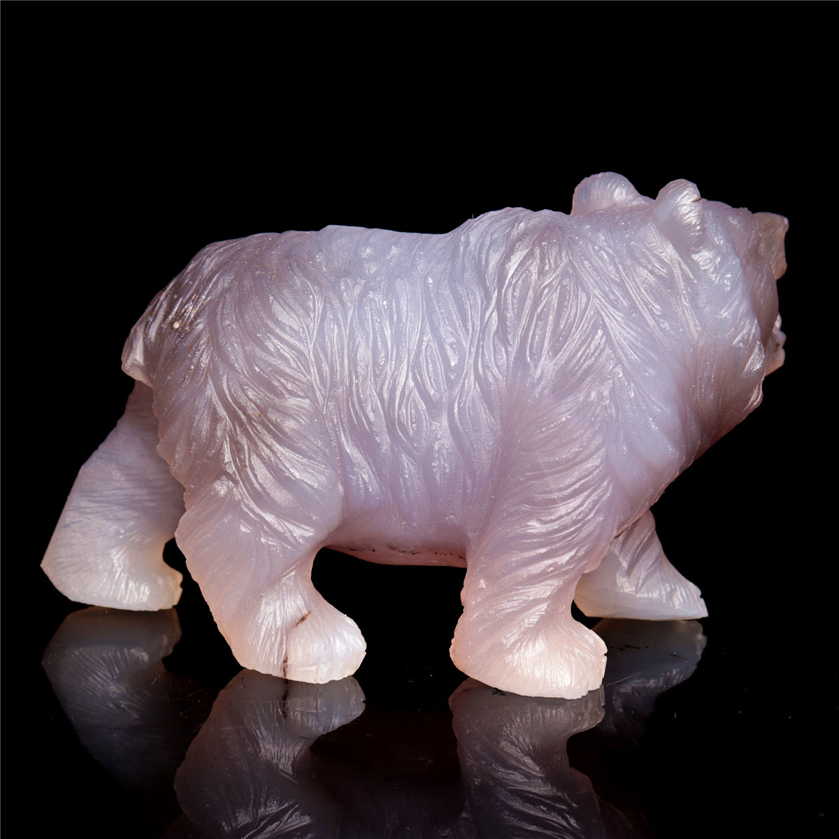 5" Agate Crystal Bear Figurine Stone Animal Carvings