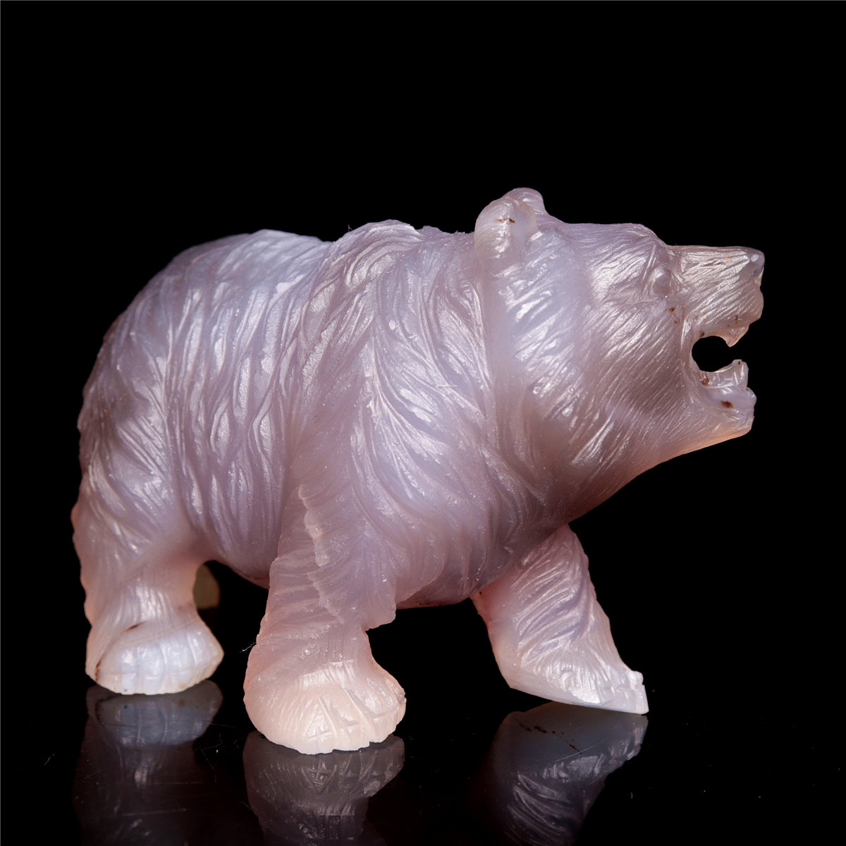 5" Agate Crystal Bear Figurine Stone Animal Carvings