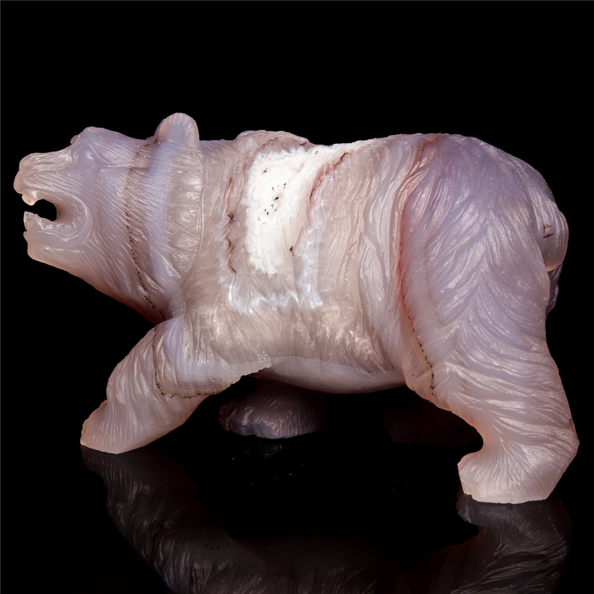 5" Druzy Agate Crystal Bear Figurine Stone Animal Carvings