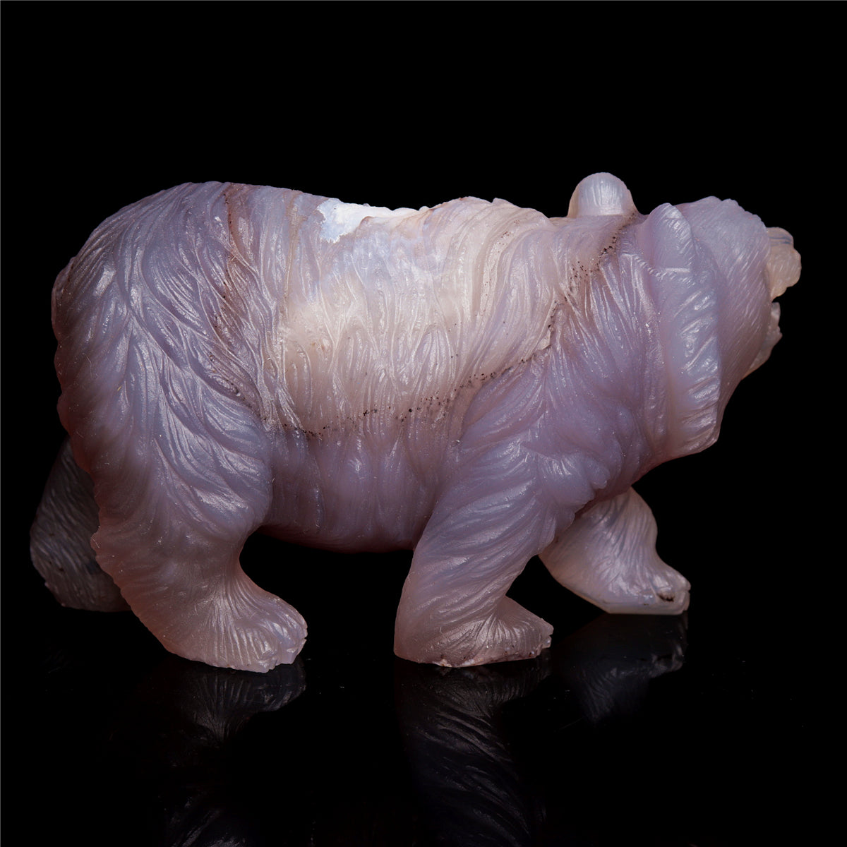 5" Druzy Agate Crystal Bear Figurine Stone Animal Carvings