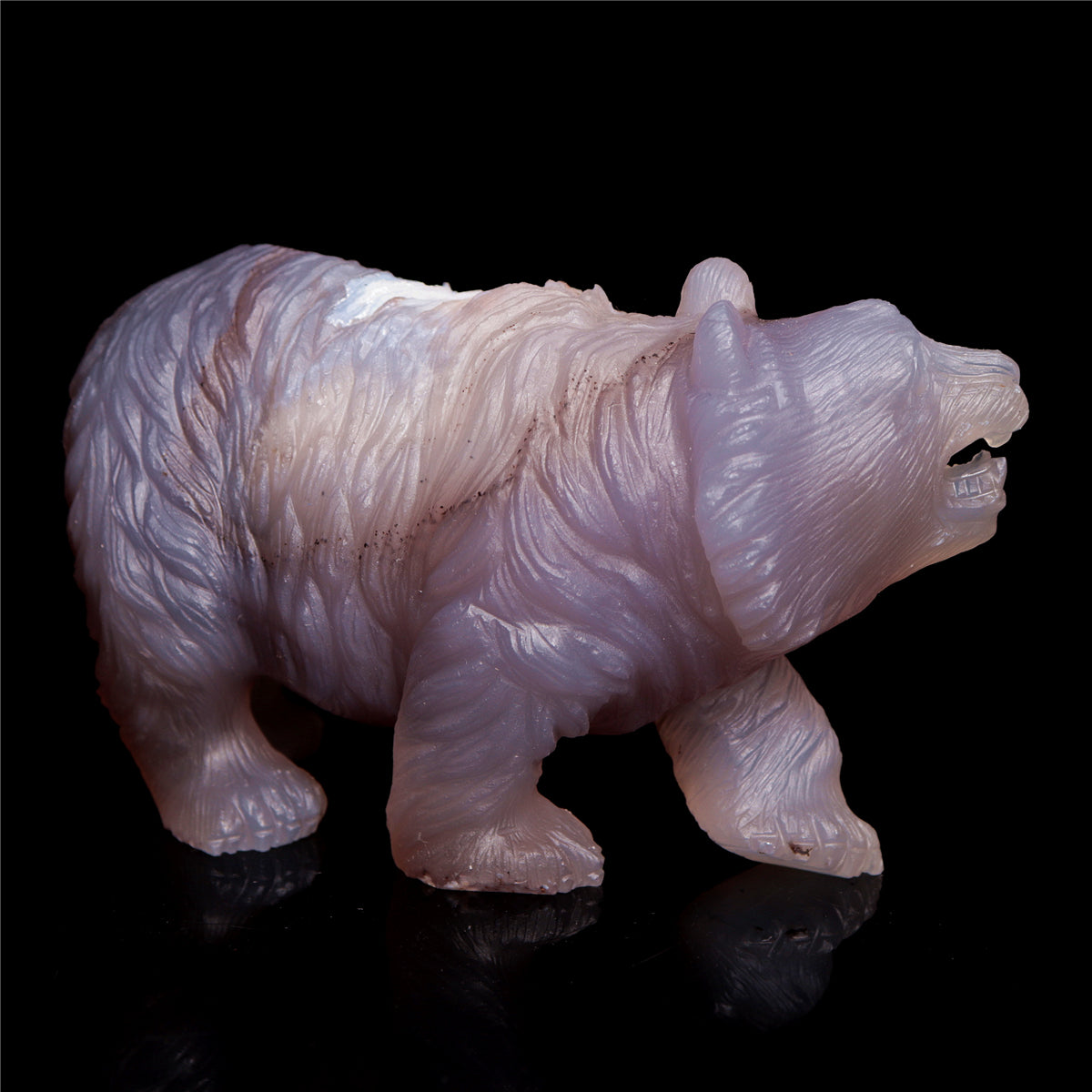 5" Druzy Agate Crystal Bear Figurine Stone Animal Carvings