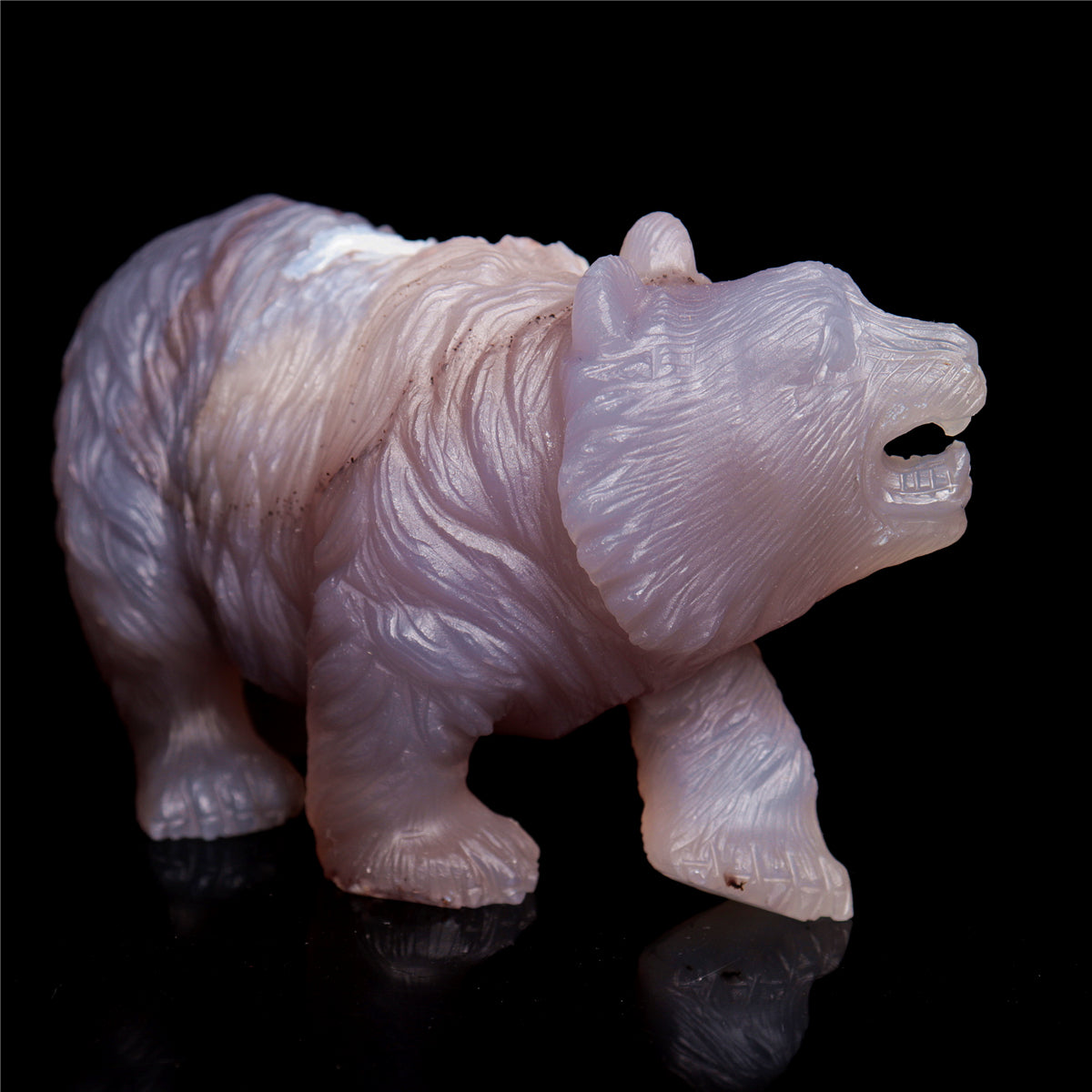 5" Druzy Agate Crystal Bear Figurine Stone Animal Carvings