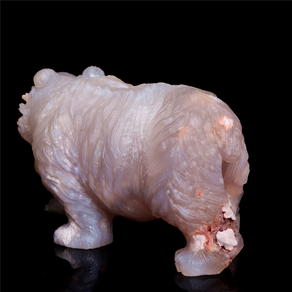 5" Flower Agate Crystal Bear Figurine Stone Animal Carvings