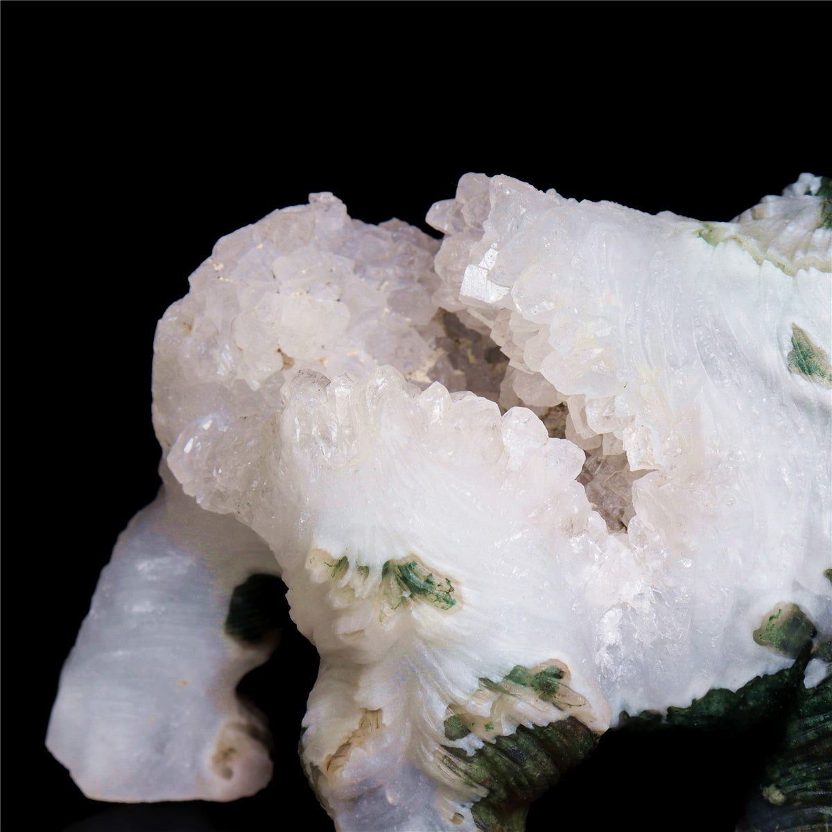 7.5" Druzy Moss Agate Crystal Bear Figurine Stone Animal Carvings
