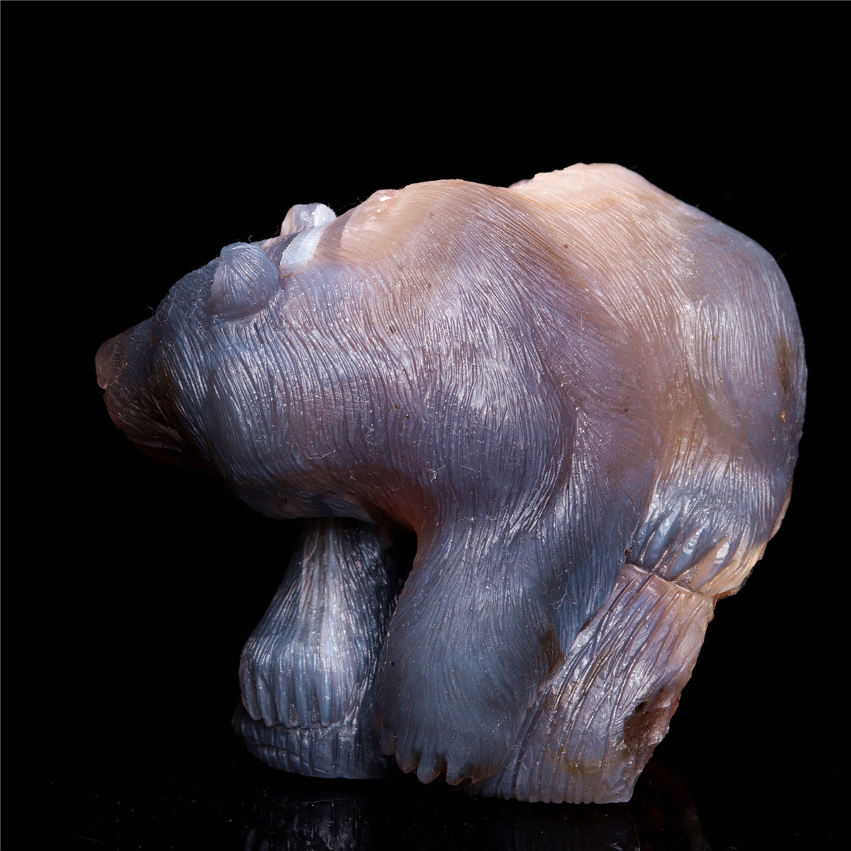 5.5" Druzy Agate Crystal Bear Figurine Stone Animal Carvings