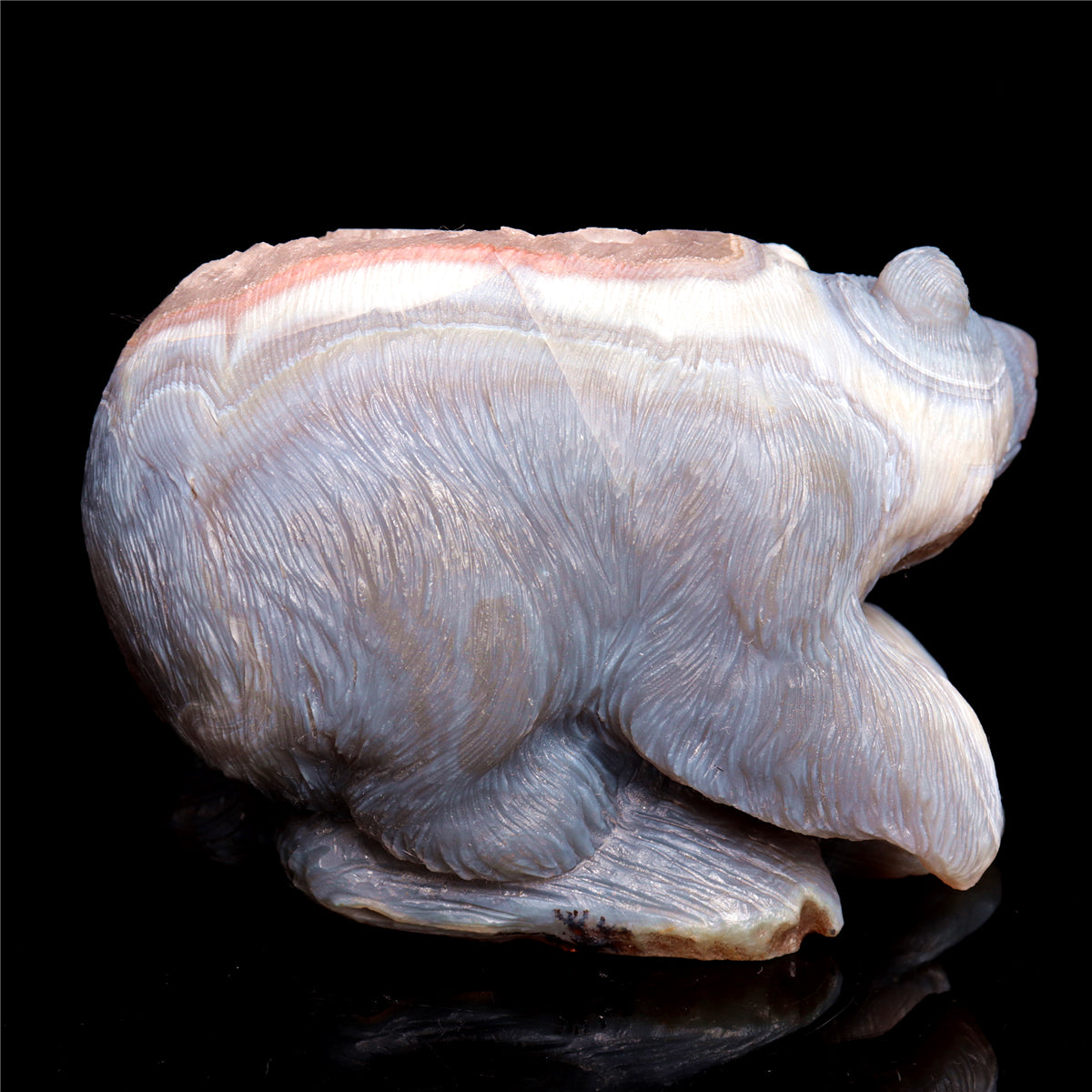 5.5" Druzy Agate Crystal Bear Figurine Stone Animal Carvings