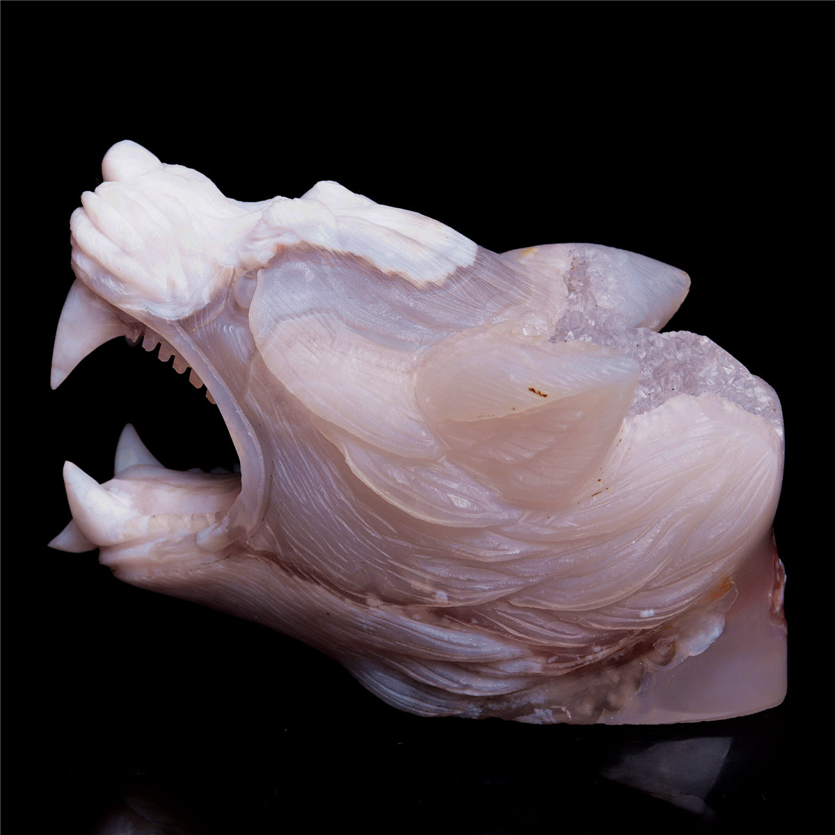 druzy agate wolf head
