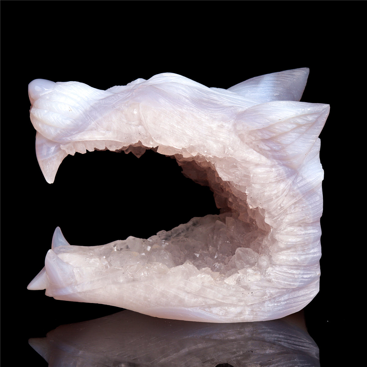 druzy agate wolf head