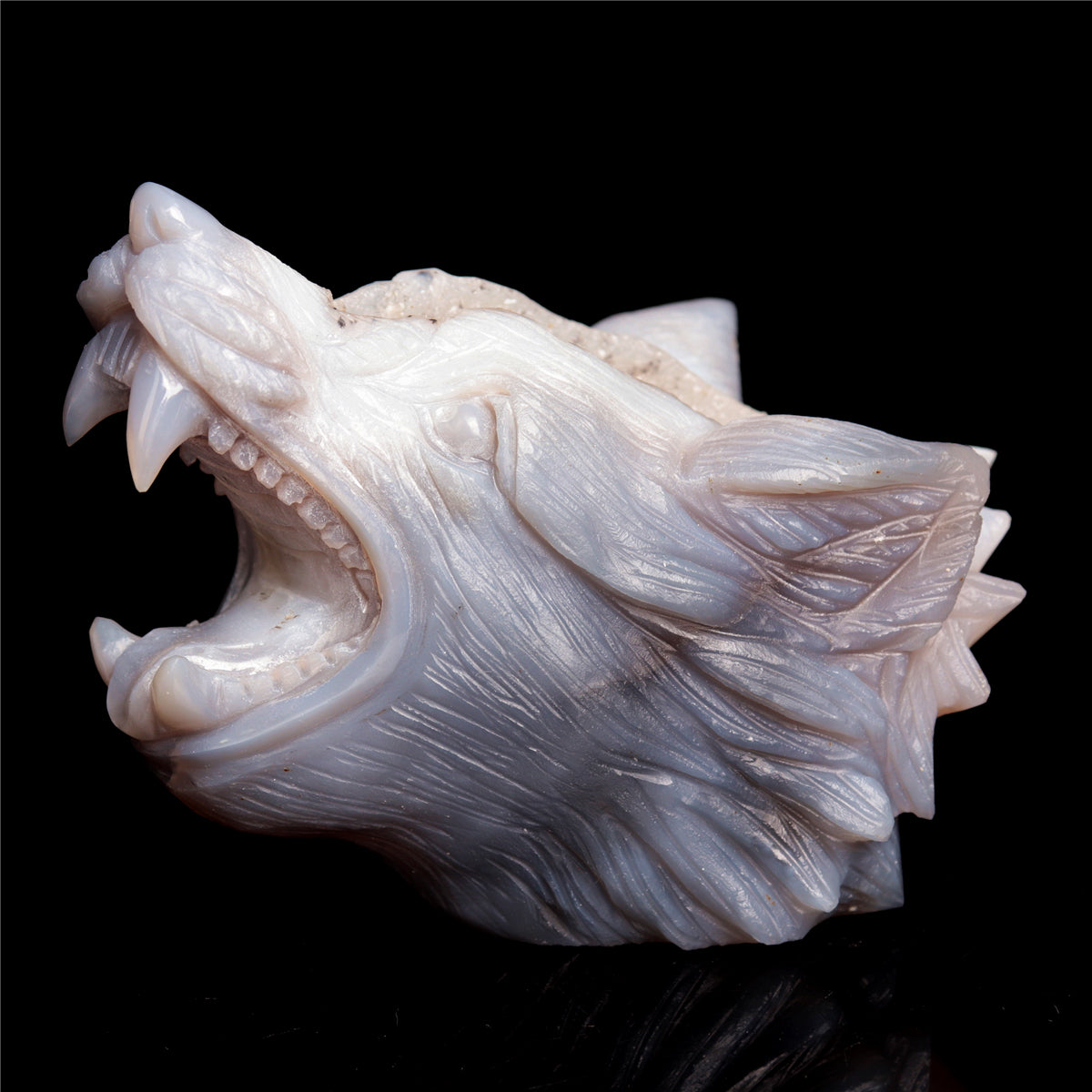druzy agate wolf head
