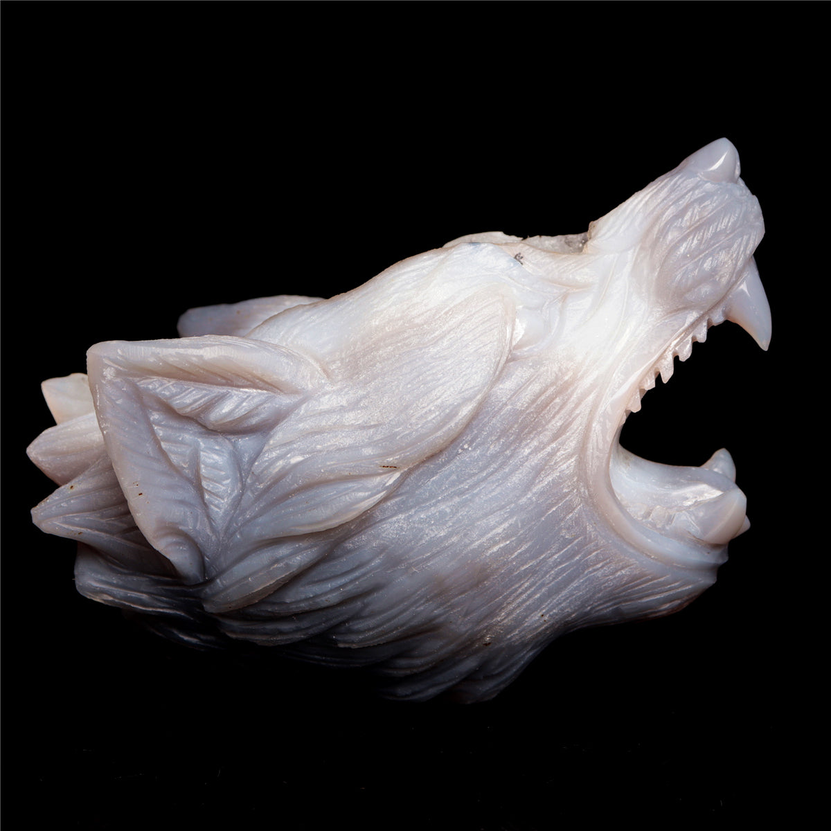 4.5" Druzy Agate Crystal Wolf Head Figurine Animal Carvings