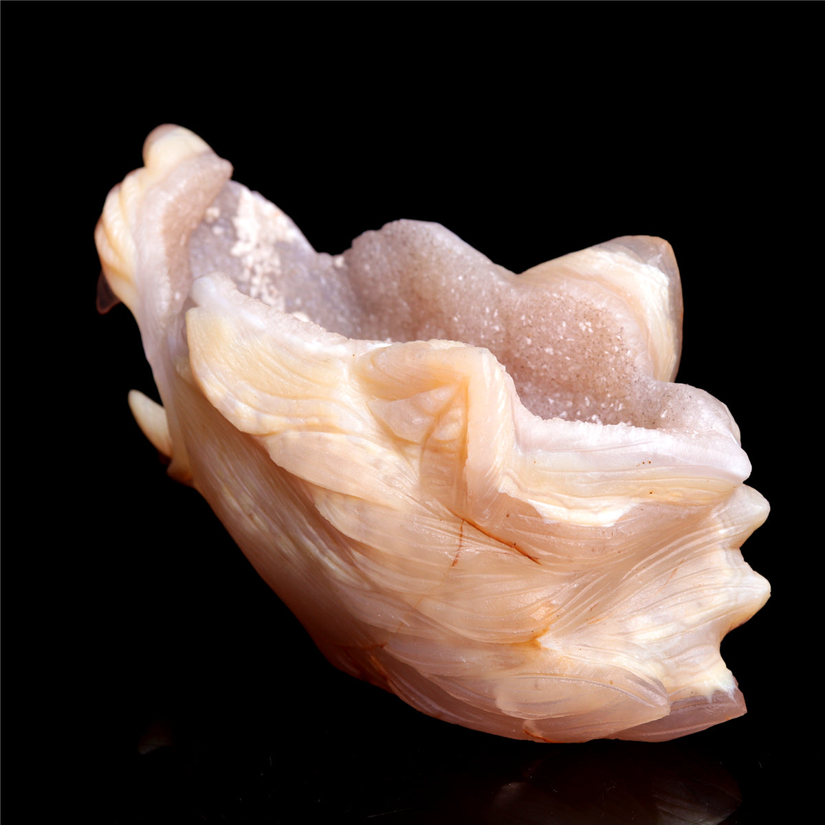 5.5" Druzy Agate Crystal Wolf Head Figurine Animal Carvings