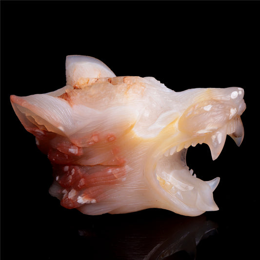 druzy agate wolf head