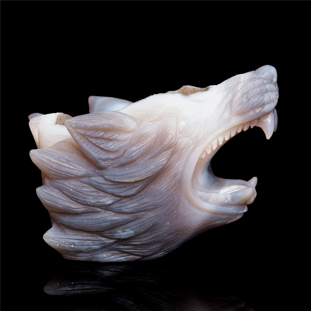 druzy agate wolf head