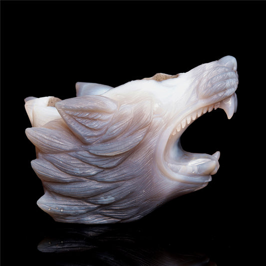 druzy agate wolf head