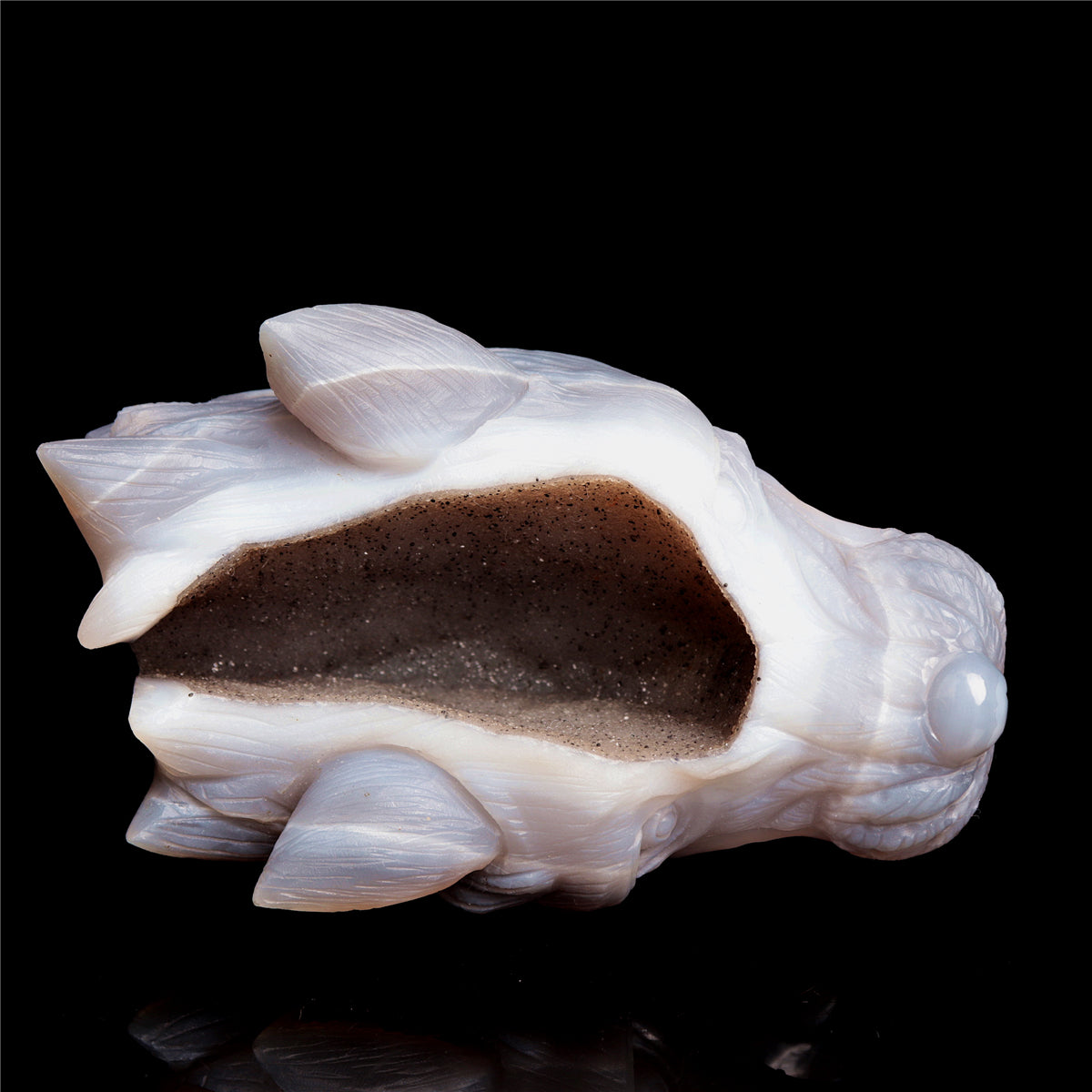 5" Druzy Agate Crystal Wolf Head Figurine Animal Carvings