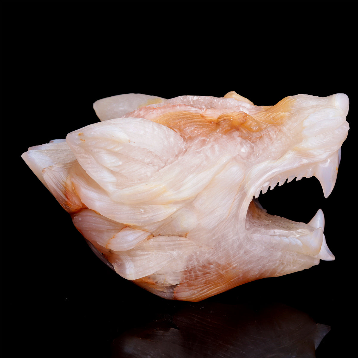 5" Druzy Agate Crystal Wolf Head Figurine Animal Carvings
