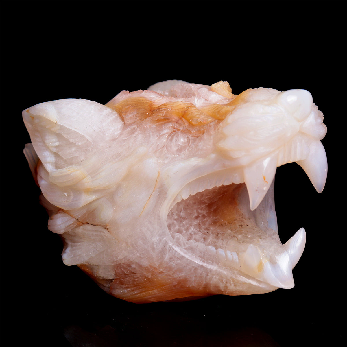 5" Druzy Agate Crystal Wolf Head Figurine Animal Carvings
