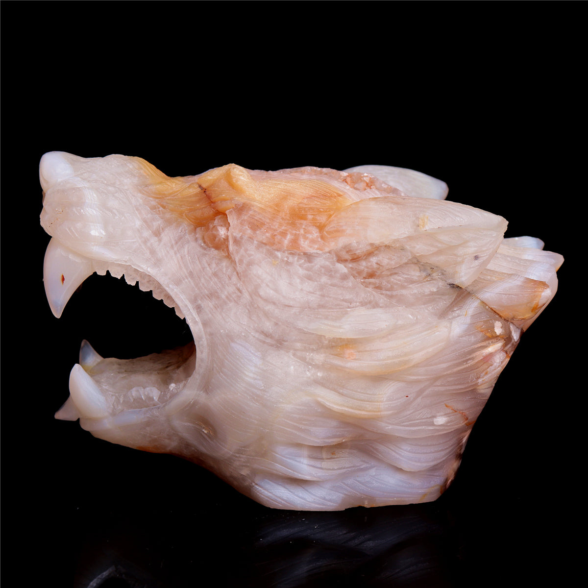 5" Druzy Agate Crystal Wolf Head Figurine Animal Carvings