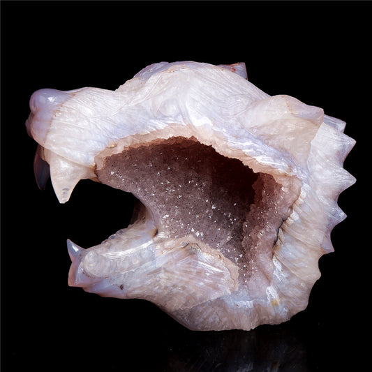 druzy agate wolf head