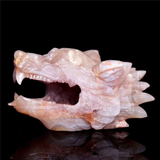 druzy agate wolf head