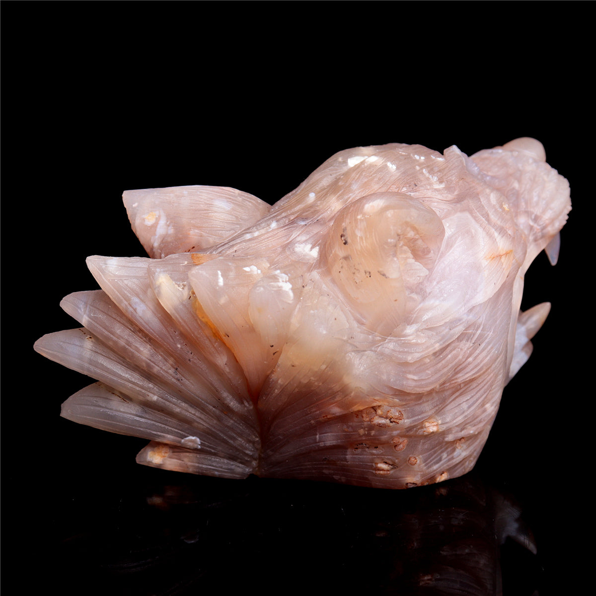 6" Druzy Agate Crystal Wolf Head Figurine Animal Carvings