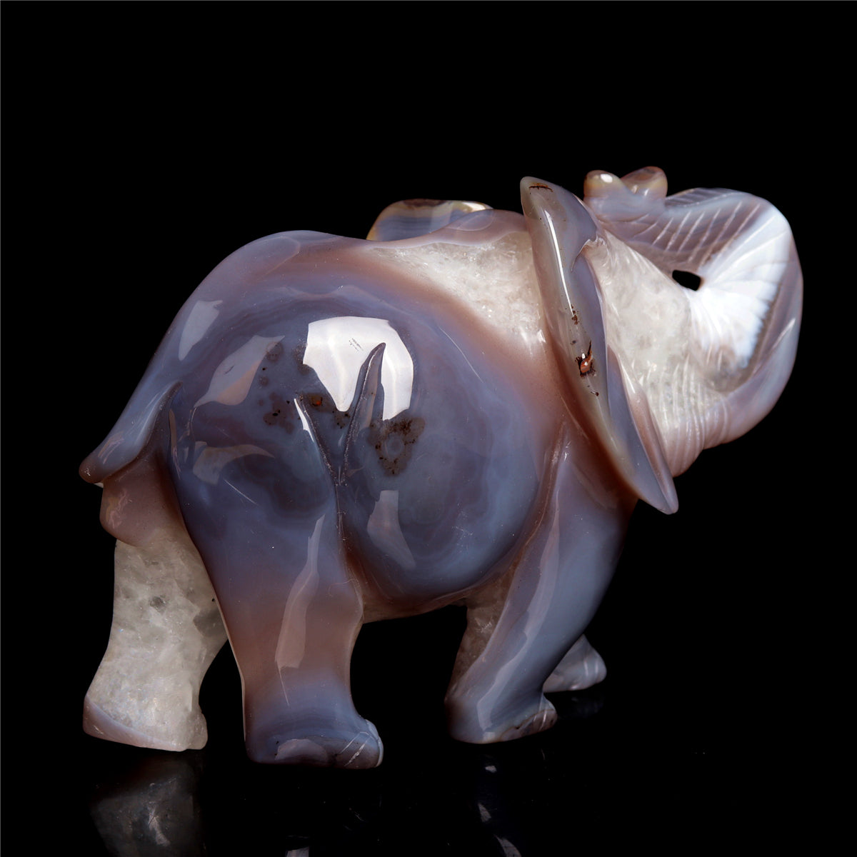 7" Druzy Agate Crystal Elephant Figurine Stone Animal Carvings