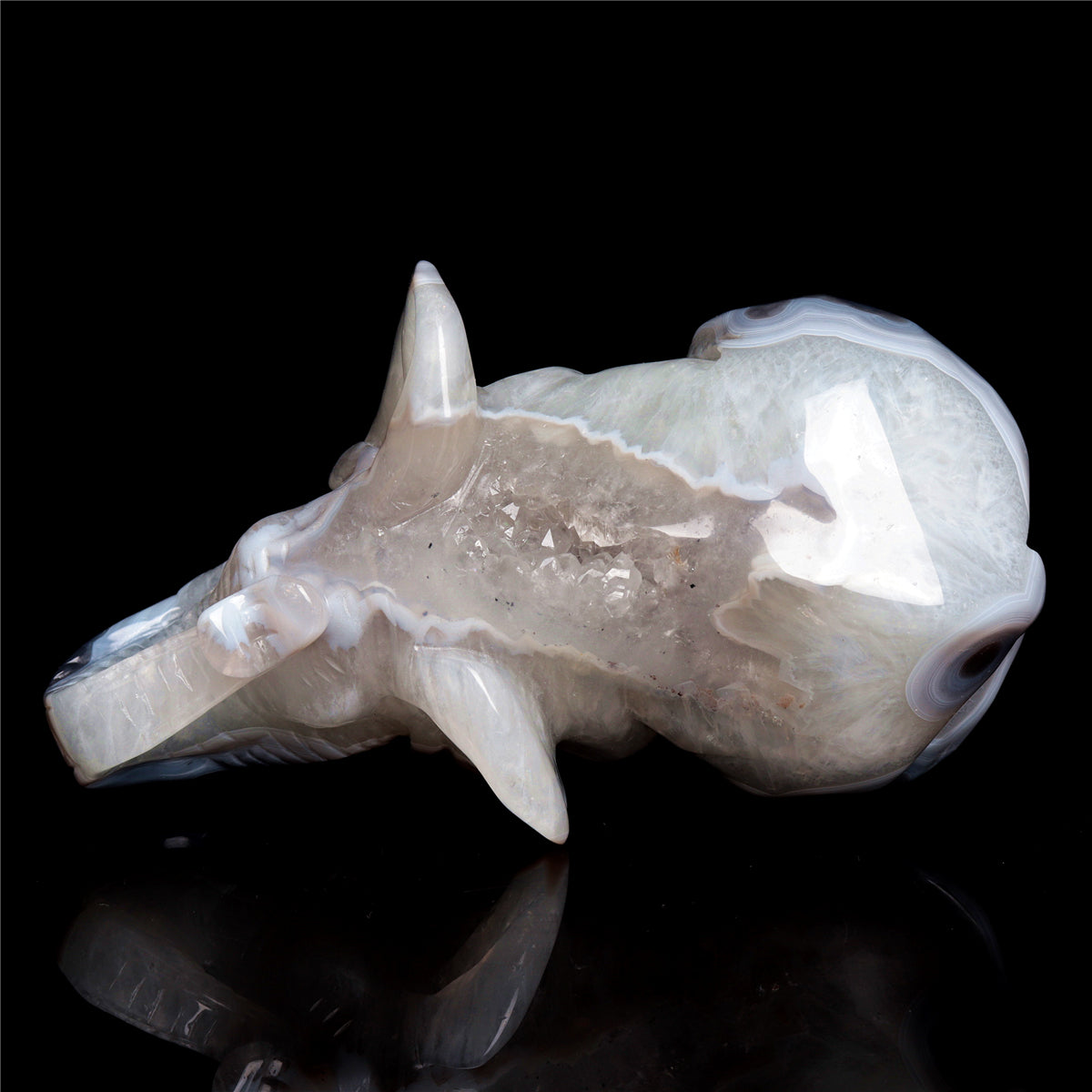 6.5" Druzy Agate Crystal Elephant Figurine Stone Animal Carvings