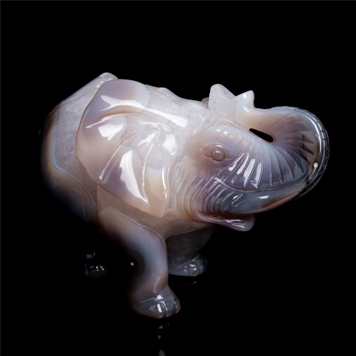 6" Druzy Agate Crystal Elephant Figurine Stone Animal Carvings