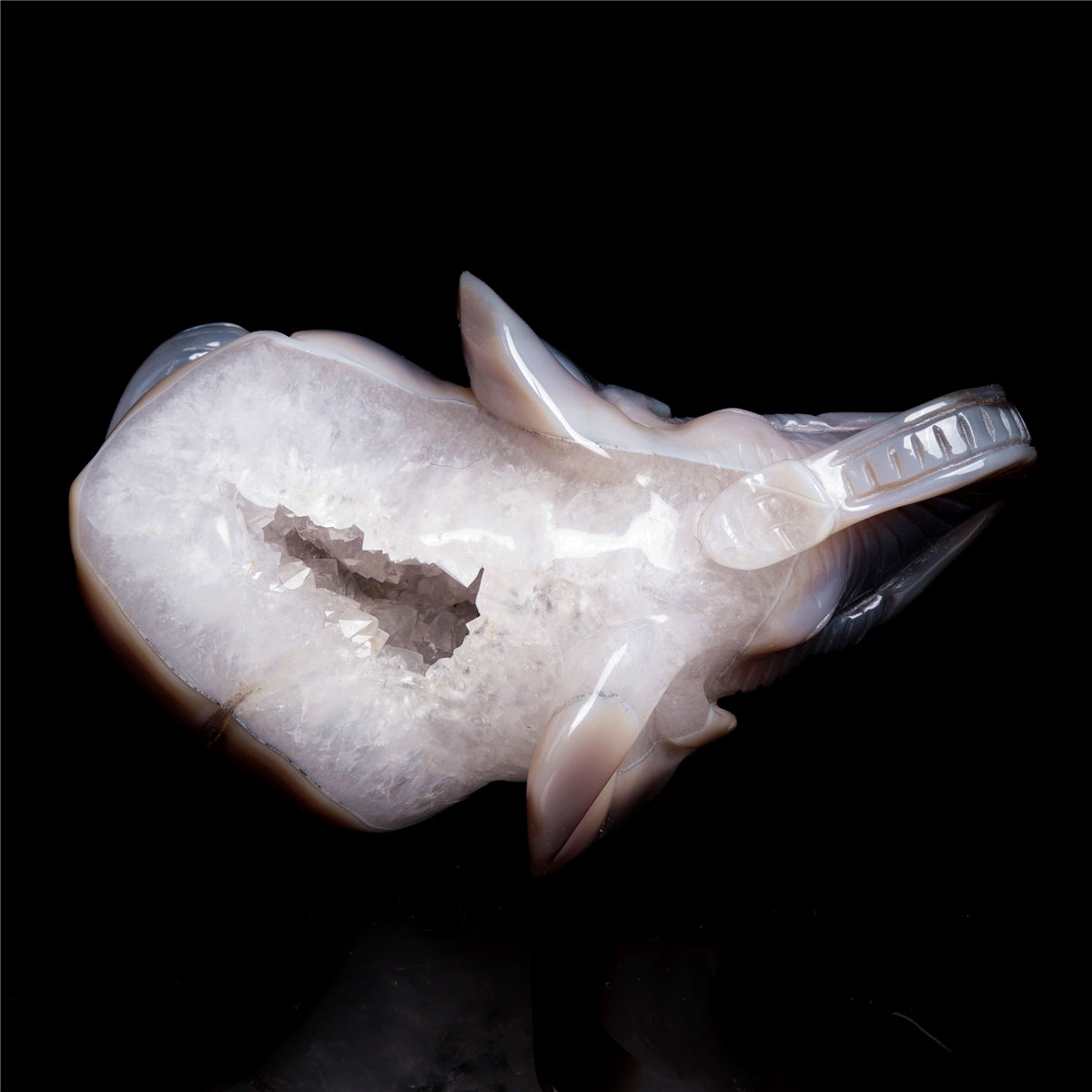 6" Druzy Agate Crystal Elephant Figurine Stone Animal Carvings