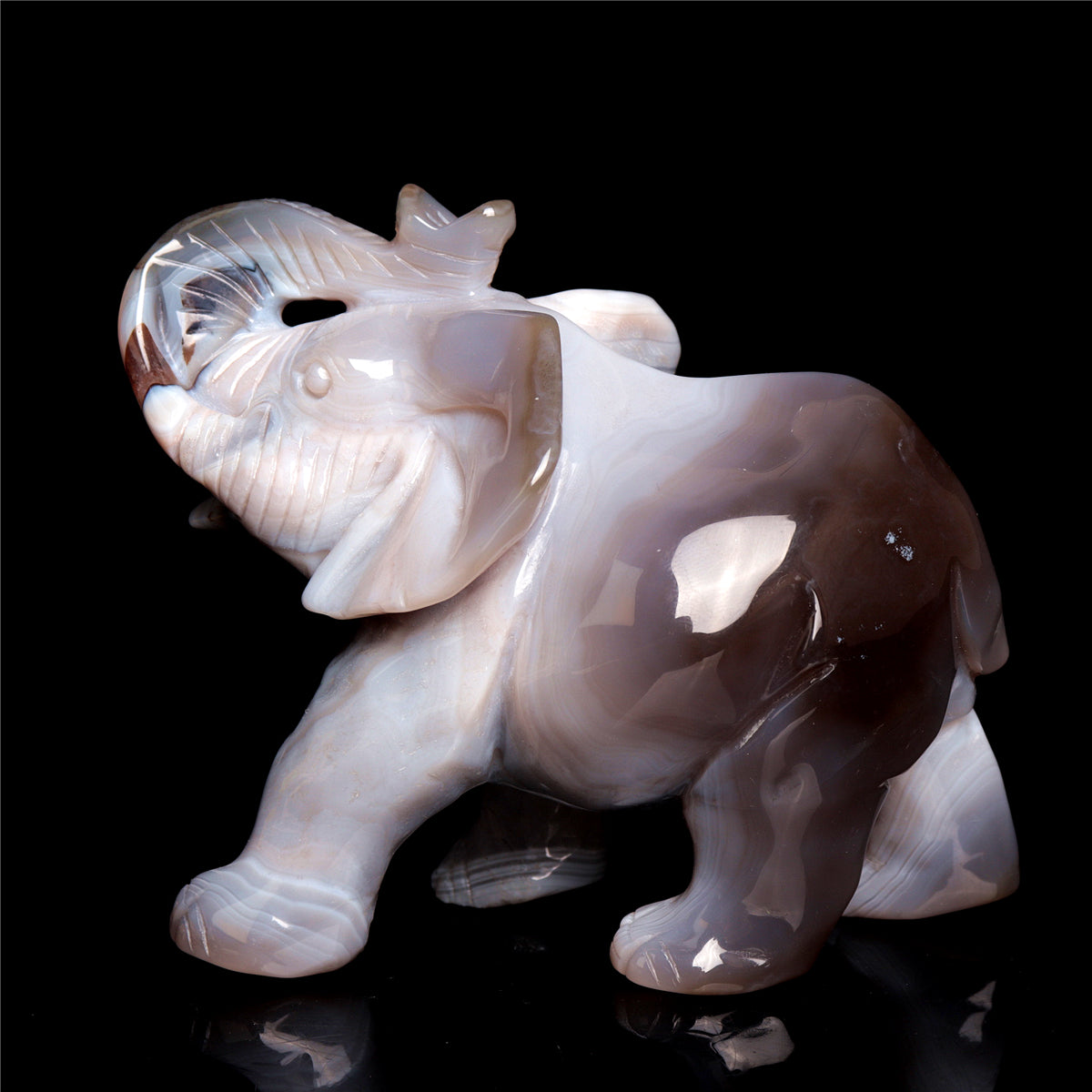 4.5" Druzy Agate Crystal Elephant Figurine Stone Animal Carvings