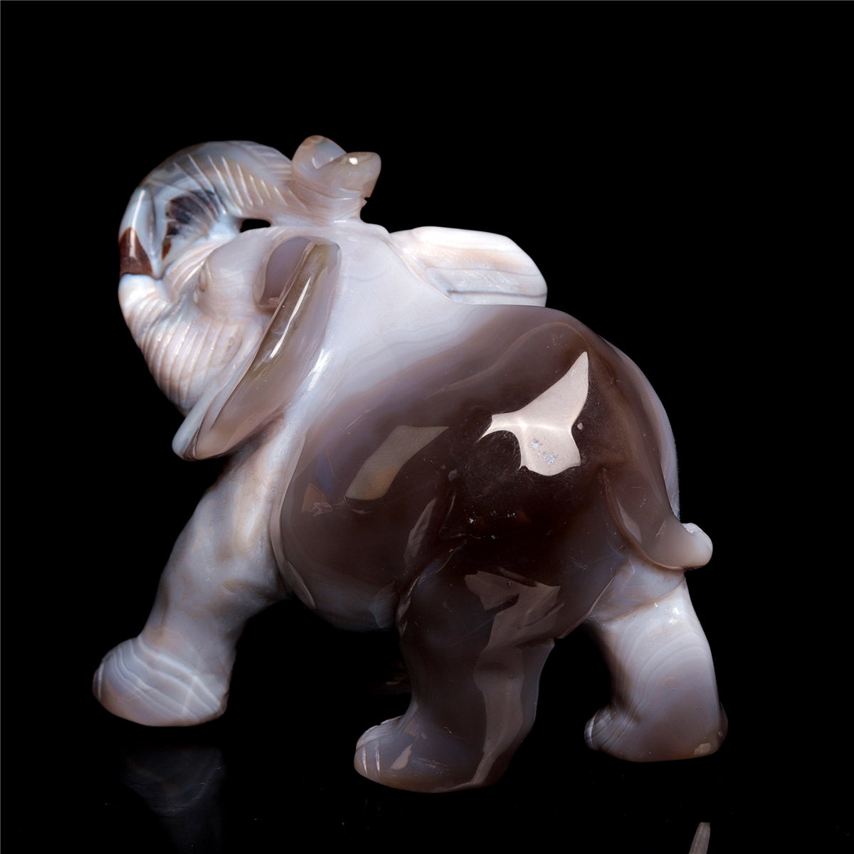 4.5" Druzy Agate Crystal Elephant Figurine Stone Animal Carvings