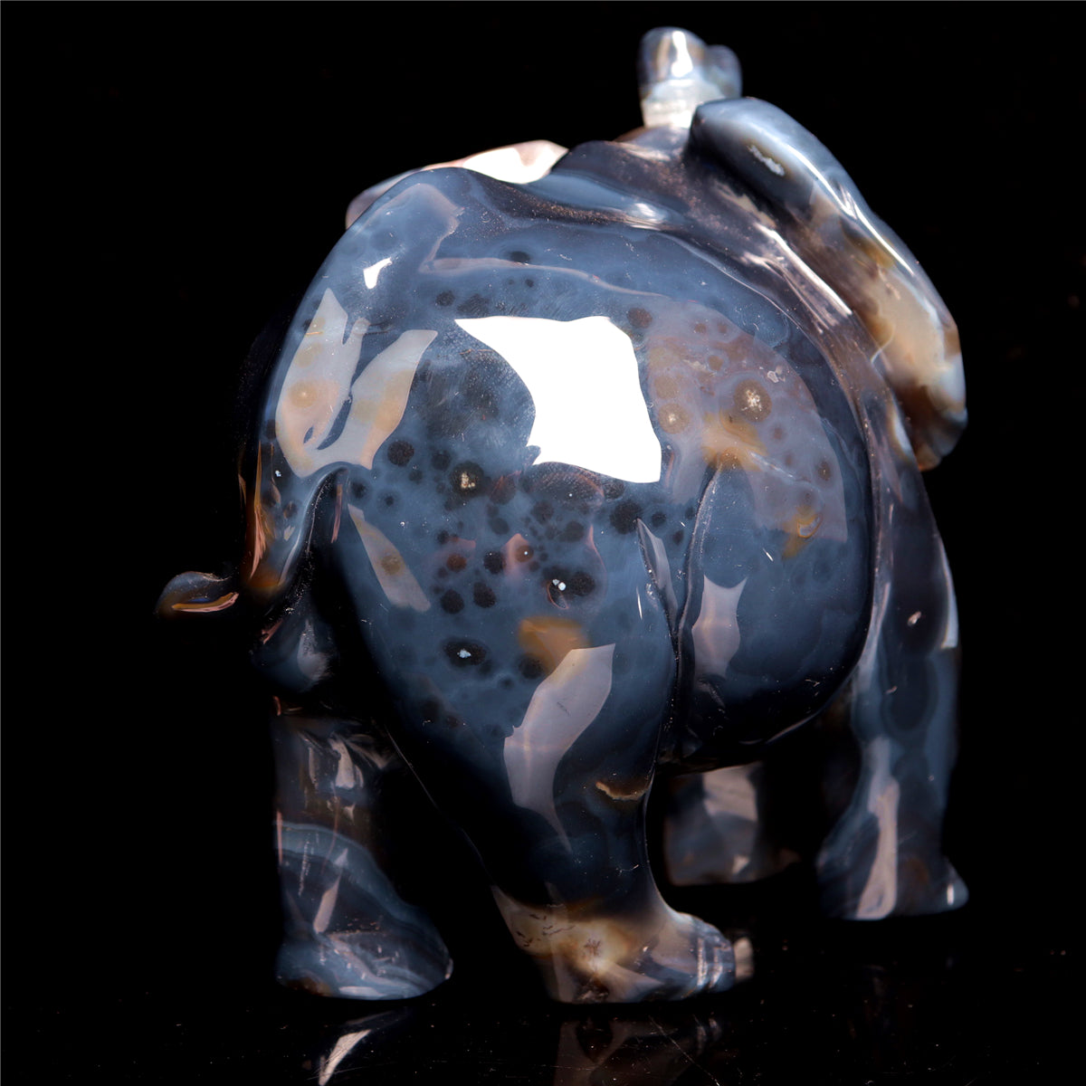 6.5" Druzy Agate Crystal Elephant Figurine Stone Animal Carvings