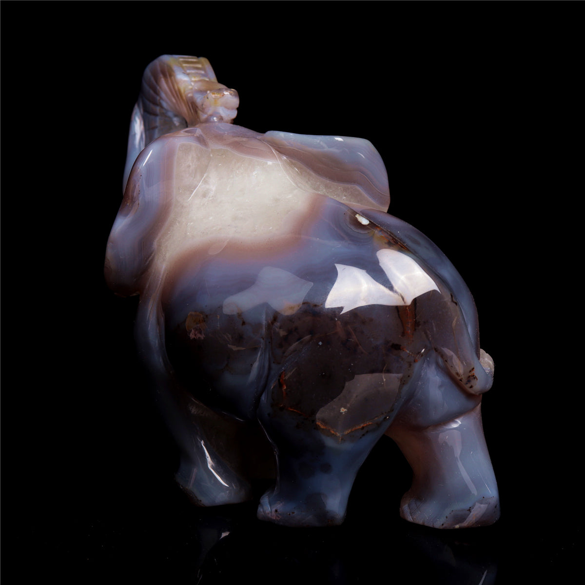 7" Druzy Agate Crystal Elephant Figurine Stone Animal Carvings