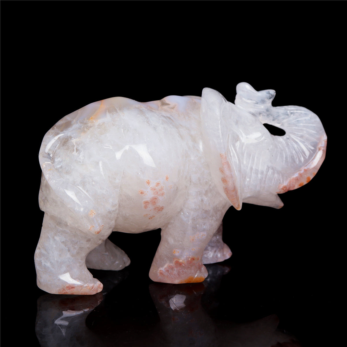 5.5" Druzy Agate Crystal Elephant Figurine Stone Animal Carvings