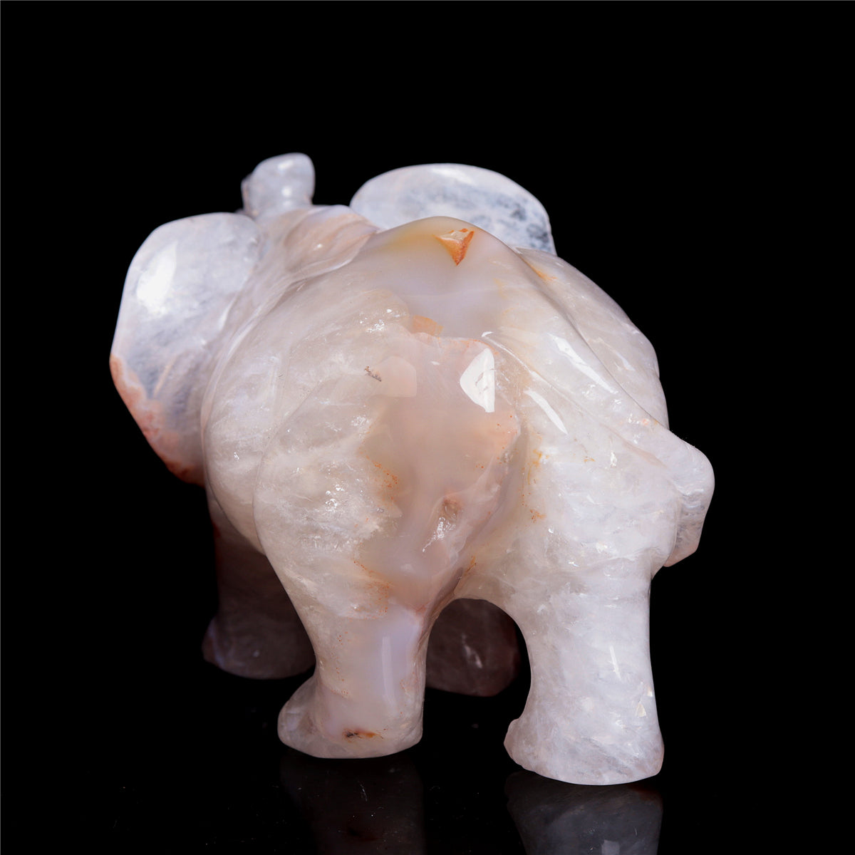 5.5" Druzy Agate Crystal Elephant Figurine Stone Animal Carvings