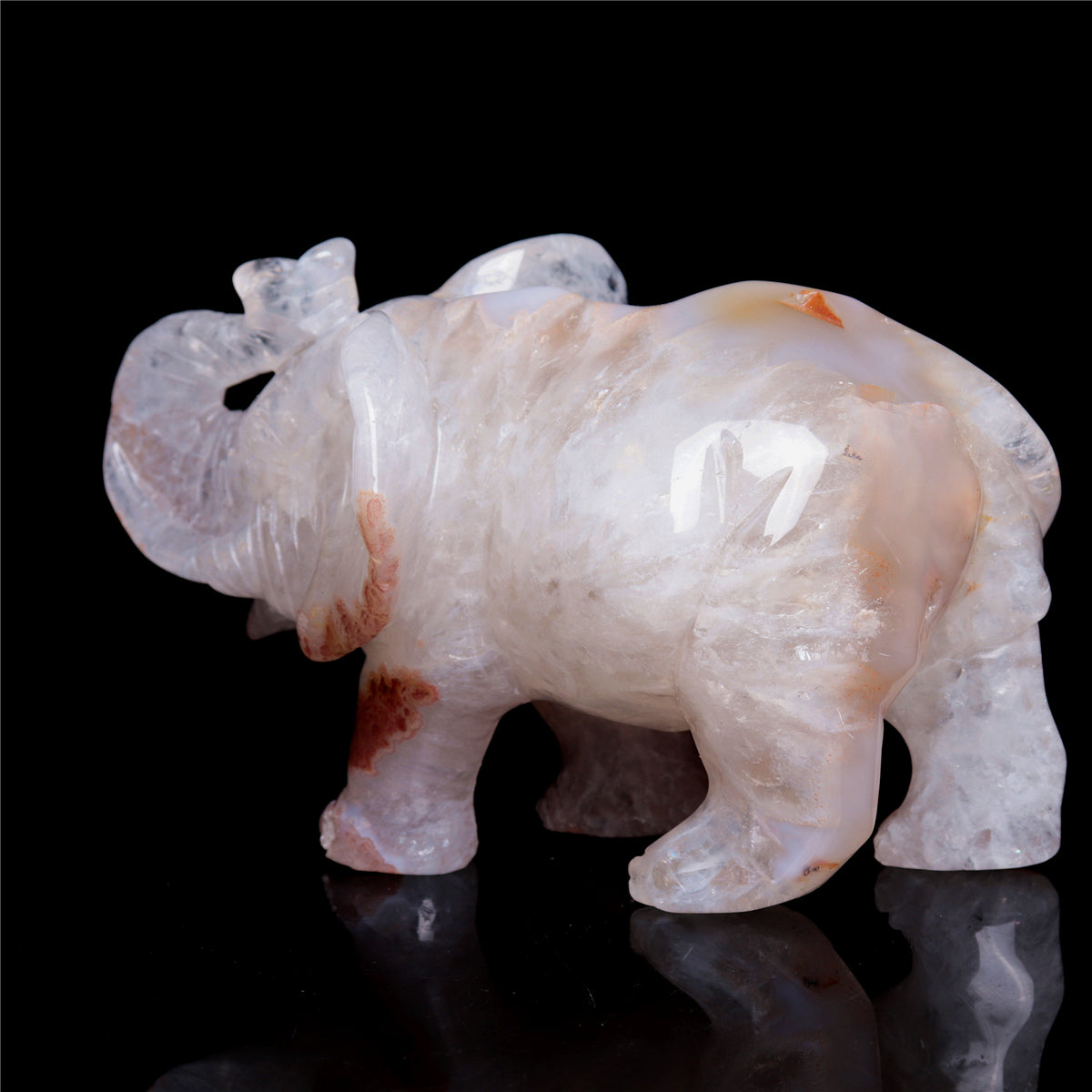 5.5" Druzy Agate Crystal Elephant Figurine Stone Animal Carvings