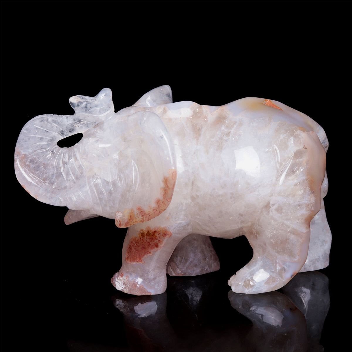 5.5" Druzy Agate Crystal Elephant Figurine Stone Animal Carvings
