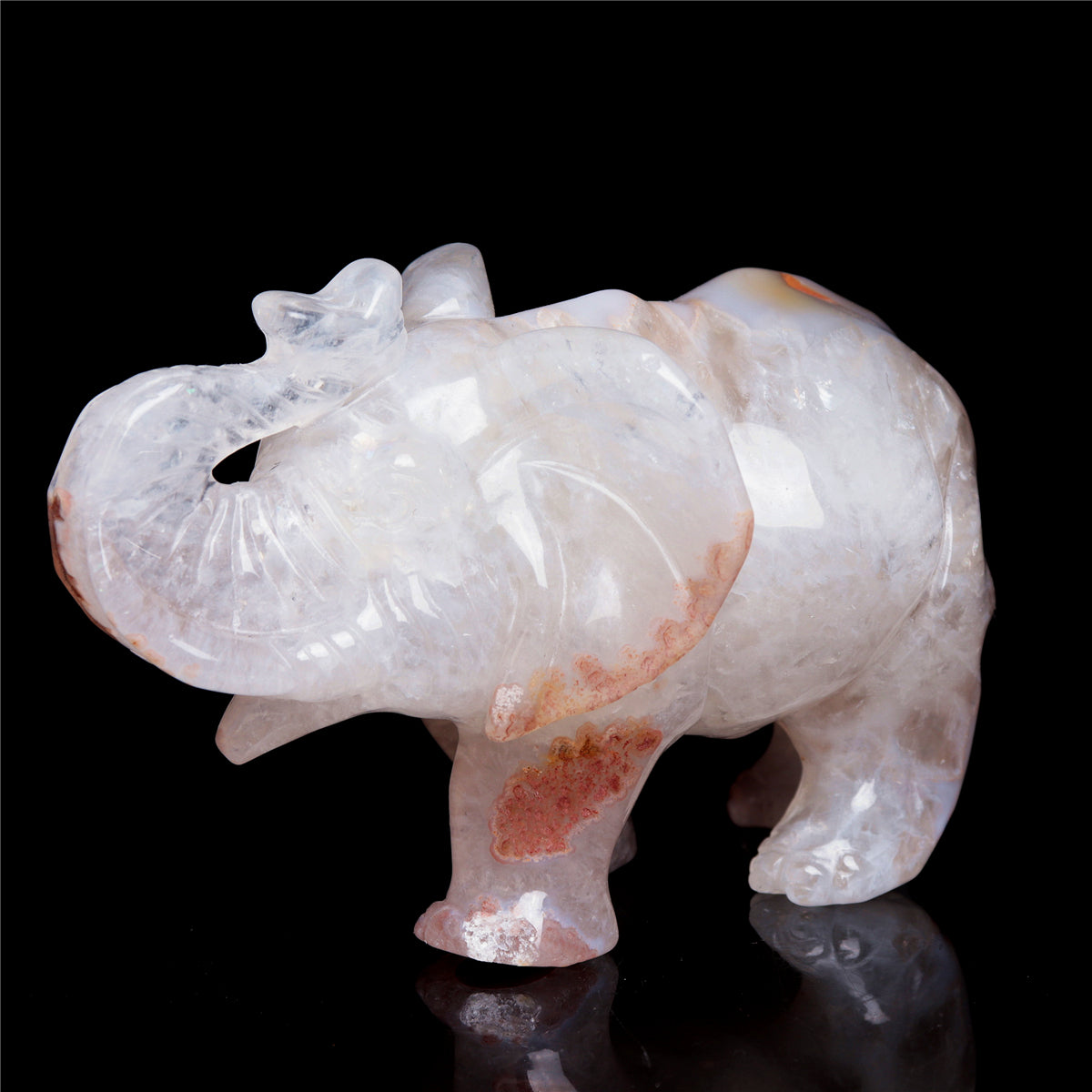 5.5" Druzy Agate Crystal Elephant Figurine Stone Animal Carvings