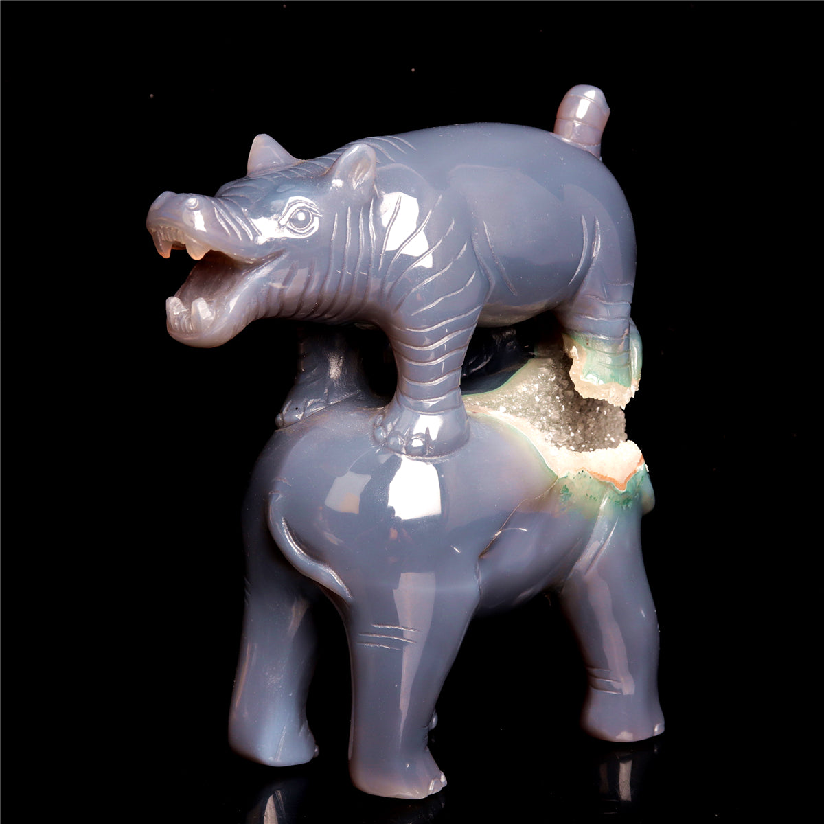 7" Druzy Agate Crystal Elephant Hippo Figurine