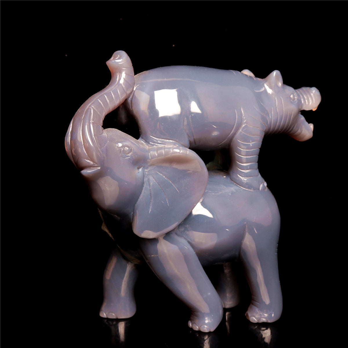 7" Druzy Agate Crystal Elephant Hippo Figurine