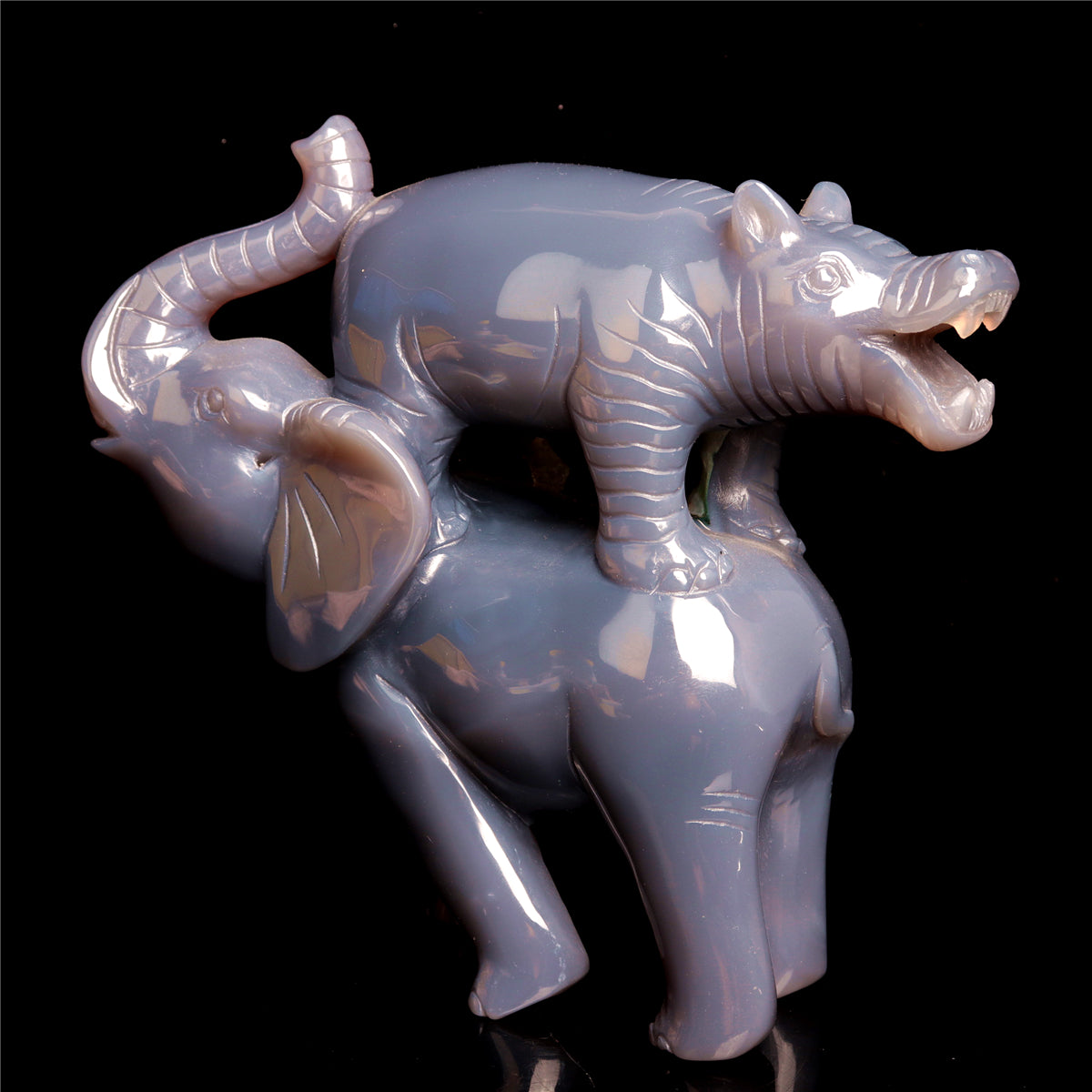 7" Druzy Agate Crystal Elephant Hippo Figurine