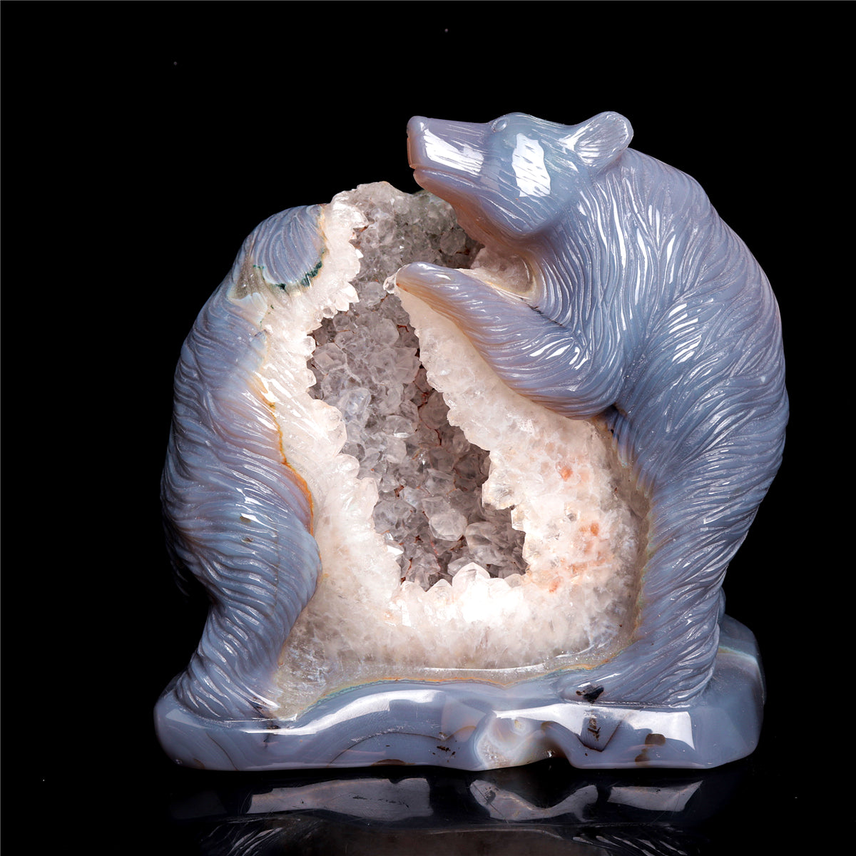 6" Druzy Agate Crystal Bear Figurine Decor Gift