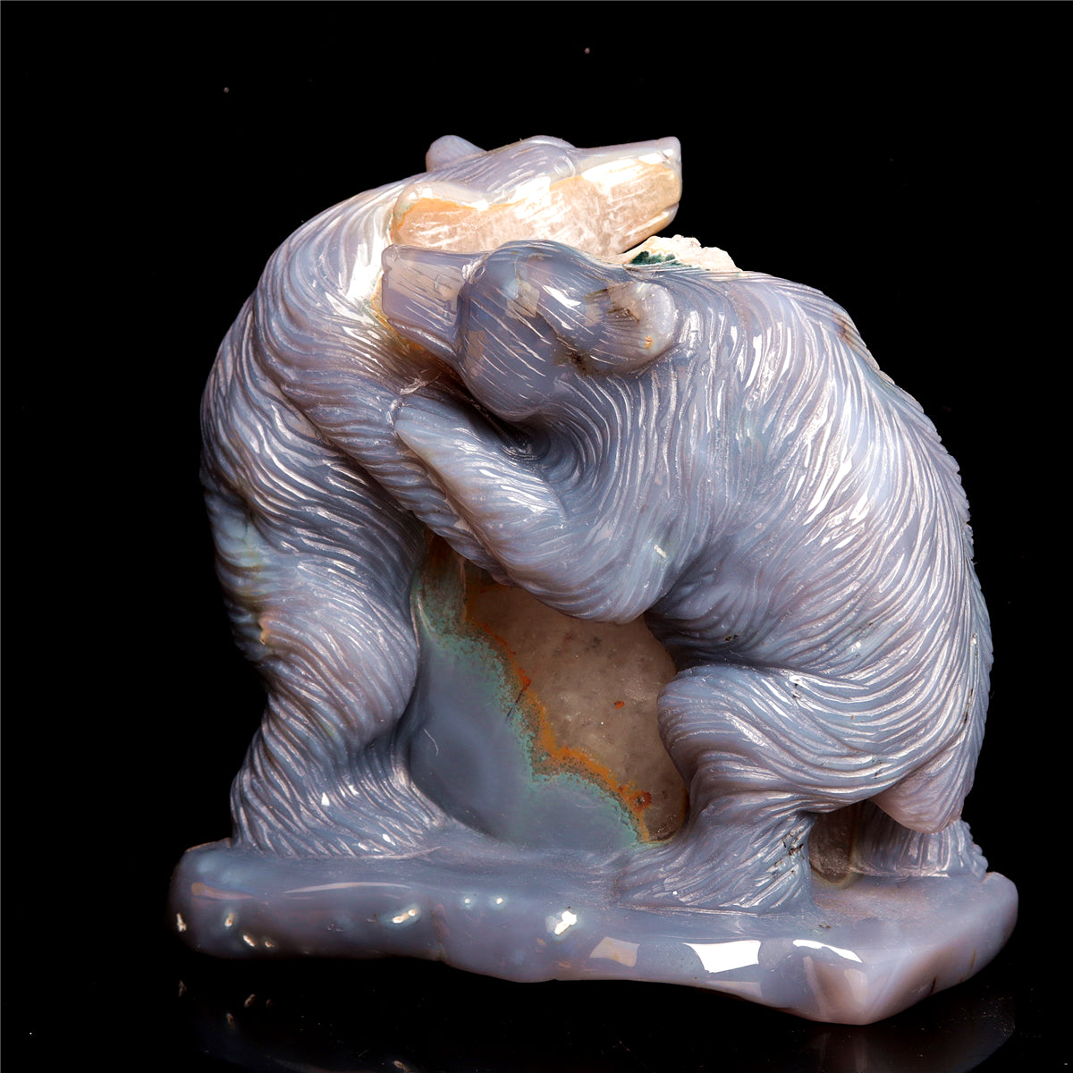 6" Druzy Agate Crystal Bear Figurine Decor Gift