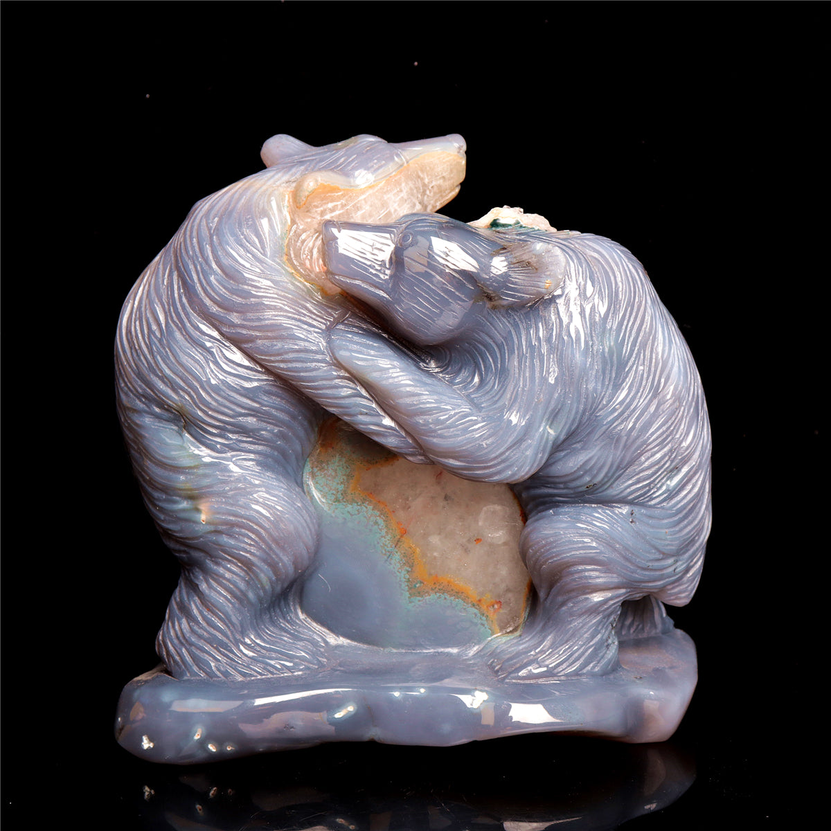 6" Druzy Agate Crystal Bear Figurine Decor Gift