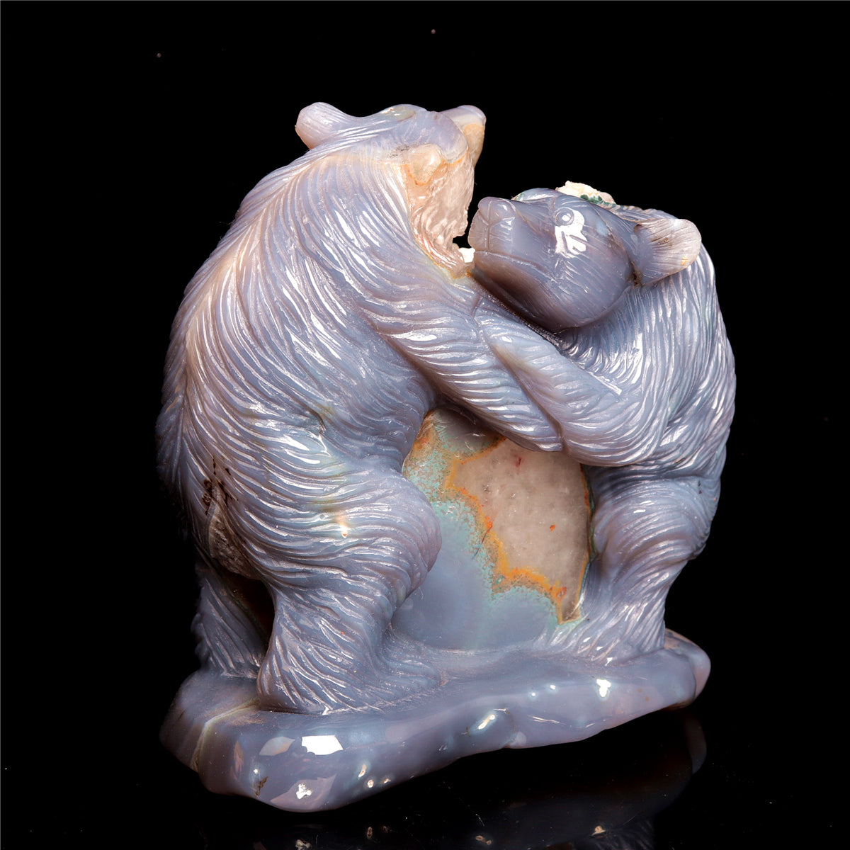 6" Druzy Agate Crystal Bear Figurine Decor Gift