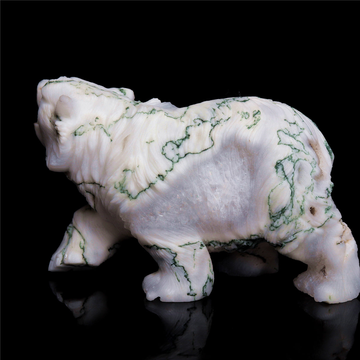 5.5" Druzy Moss Agate Crystal Bear Figurine Decor Gift