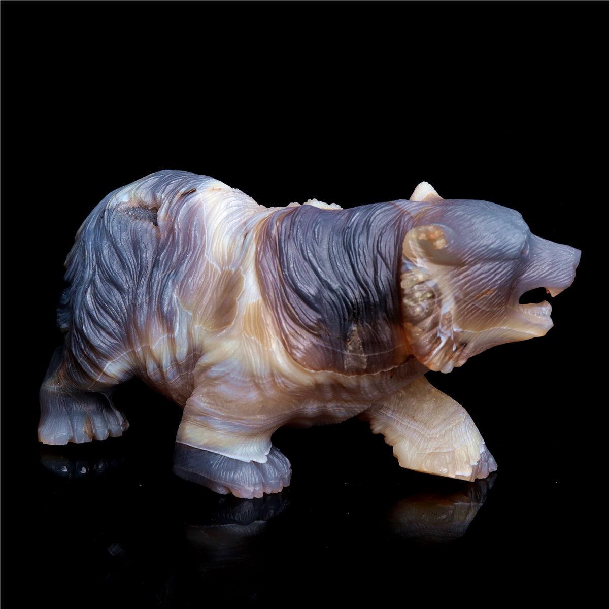 6" Druzy Agate Crystal Bear Figurine Decor Gift
