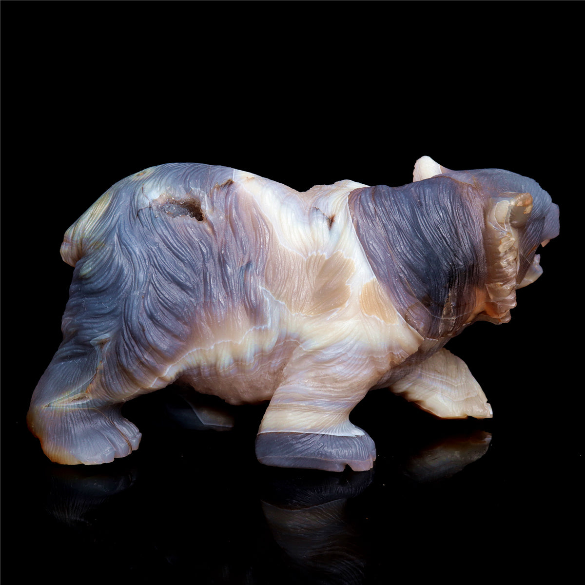 6" Druzy Agate Crystal Bear Figurine Decor Gift