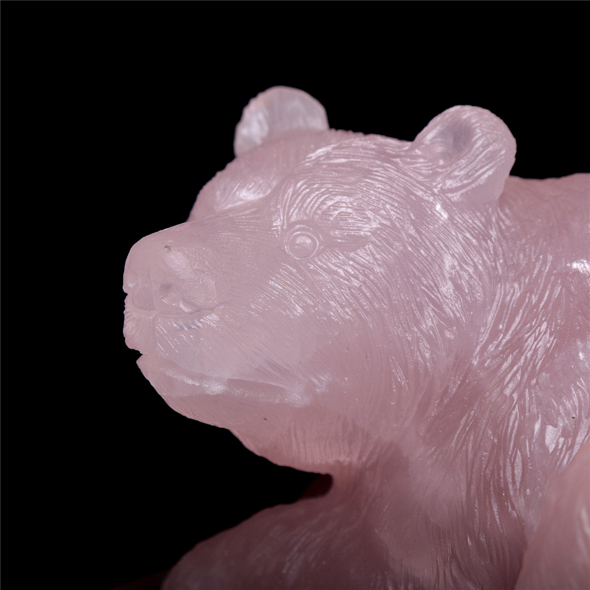 9.5" Rose Quartz Crystal Bear Figurine Decor Gift